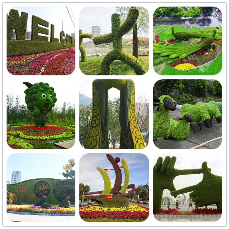 Factory Hand Make Green Outdoor Artificial Animal Grass Topiary Bear