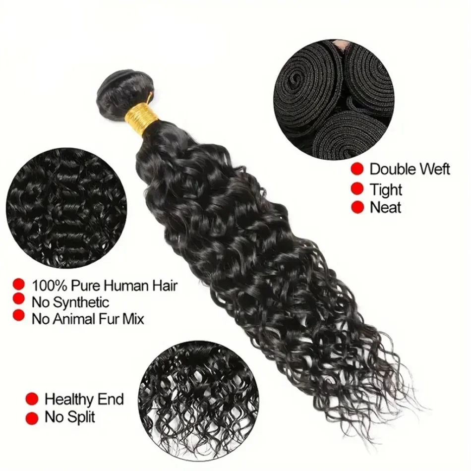Extensiones pelo humano water wave bundle negro natural remy_voghion.com