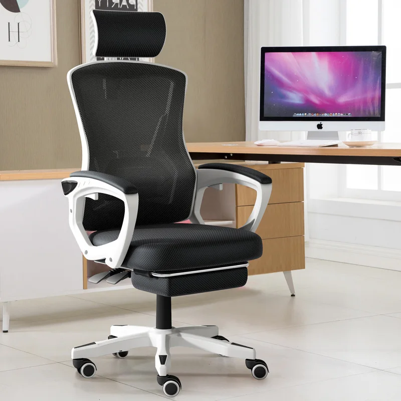Factory Direct Price White Color Plastic Mesh Chair Computer Chair Office Office Chair with Footrest in Stock