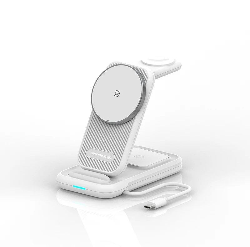 15w Wireless Charger 3 In 1 Fast Foldable Charging Station Dock For Iphone Earbuds Watch For