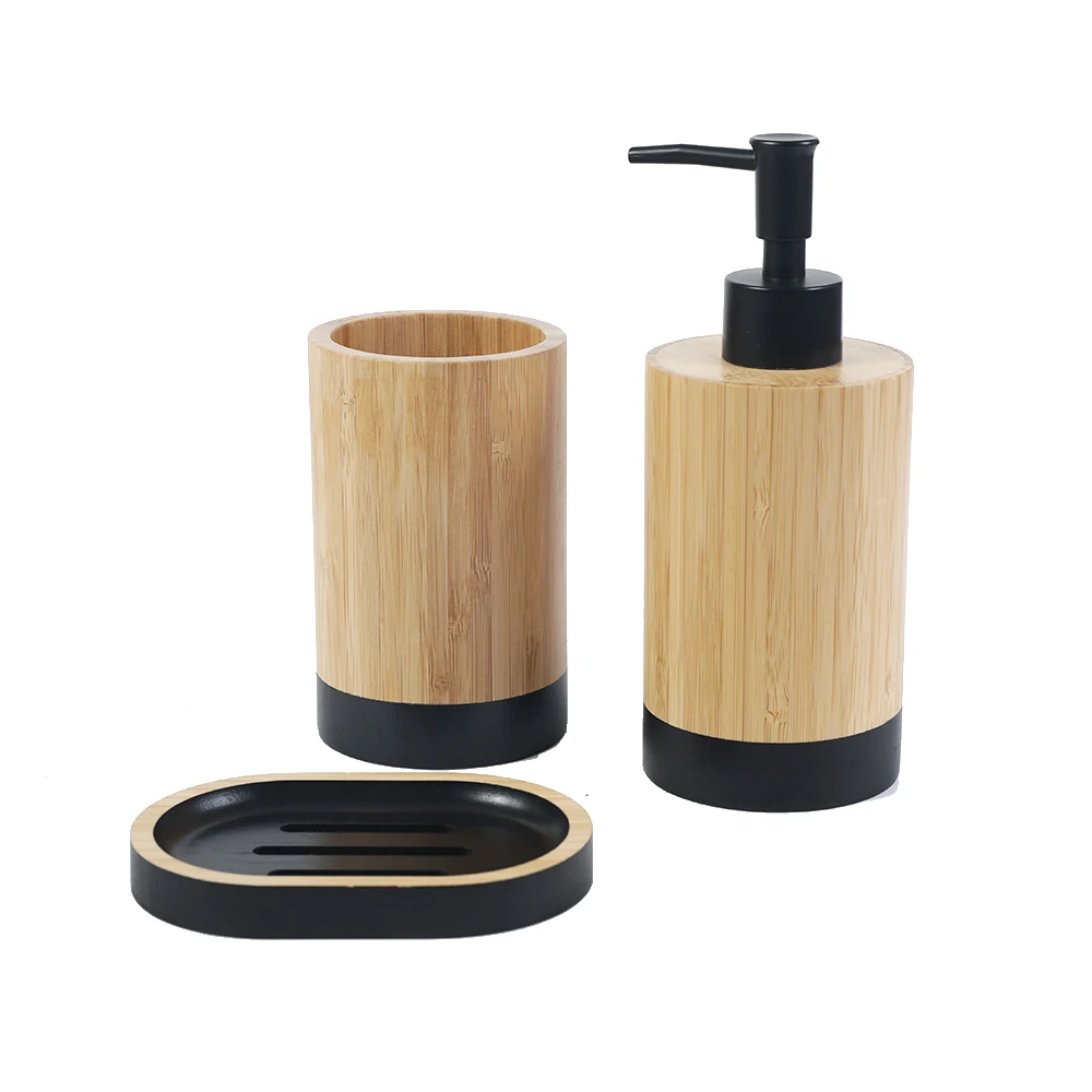 Bamboo Wood Bathroom Set 3 Wooden Bathroom Product With Wood Soap Box