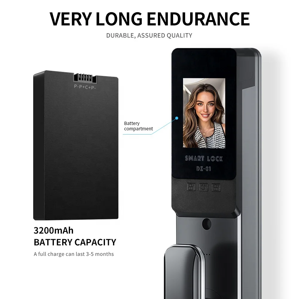 New Automatic Electronic Digital Lock Cerradura Inteligente WIFI APP Fingerprint Card 3D Face Recognition Smart Door Lock DF17