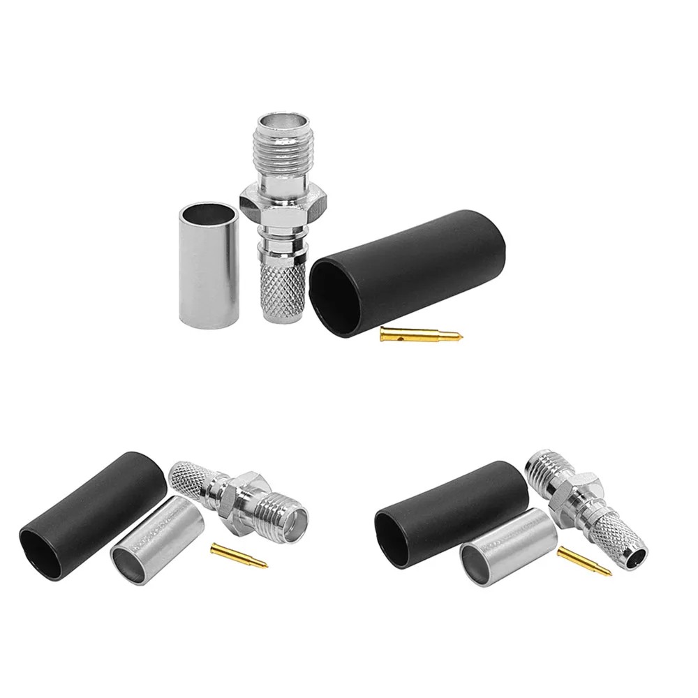 Factory 50ohm RP SMA Female Jack Crimp EZ for Low Loss LMR195 LMR200 RG58 Cable RF Coax Coaxial Connector