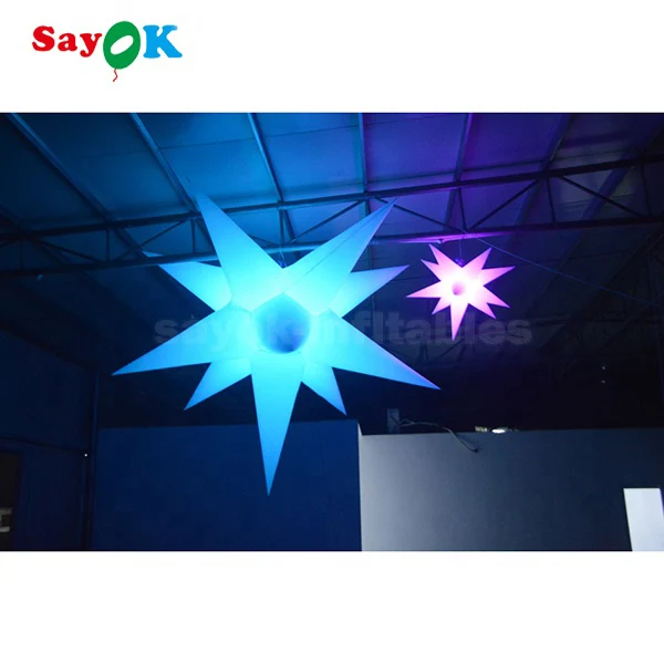 Best Selling LED Light Color Changing Inflatable Star Model Party Decoration Inflatable Hanging Led Stars for Night Club