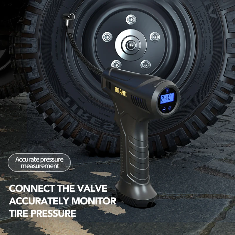 HF8166 Wireless Digital Cord Pointed Multi-mode Portable Car air Compressor Gun Type Bike Tyre Balloon Air Inflator Pump