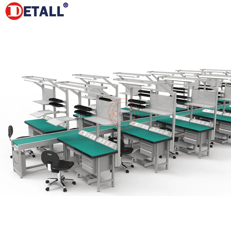 Detall Manual Production Assembly Line Working Table Belt Conveyor