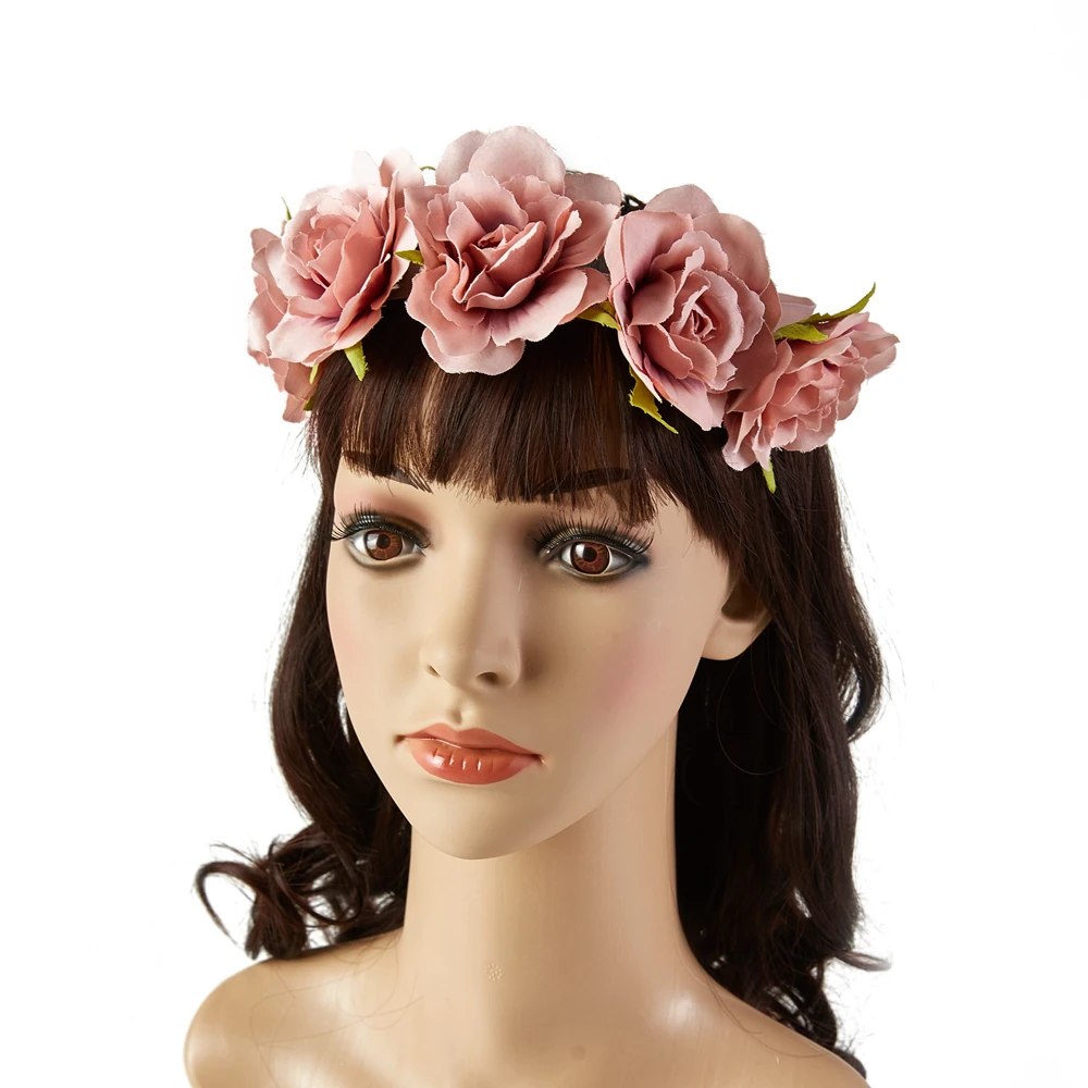 Most popular Handmade roses Headband wedding party hair assessories fiber Flower Crowns