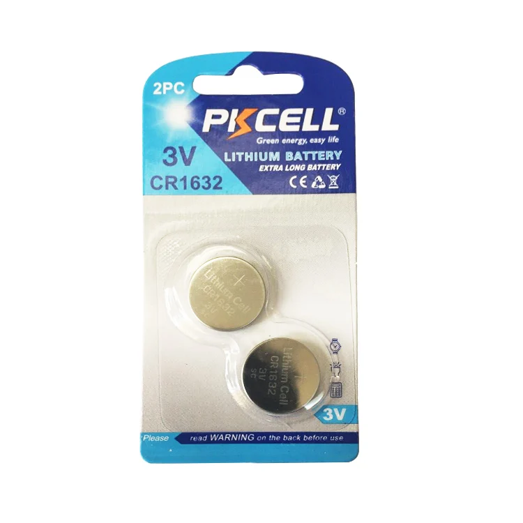 Hot pkcell 3v lithium button cell cr1632 batteries for sale