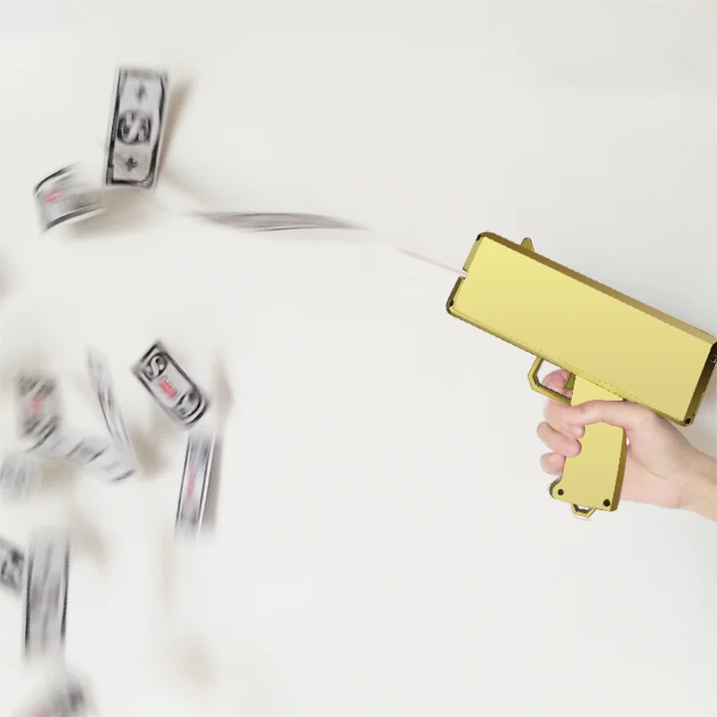 現金用ゴールドカスタム貯金箱銃のおもちゃ、射撃ゲームの