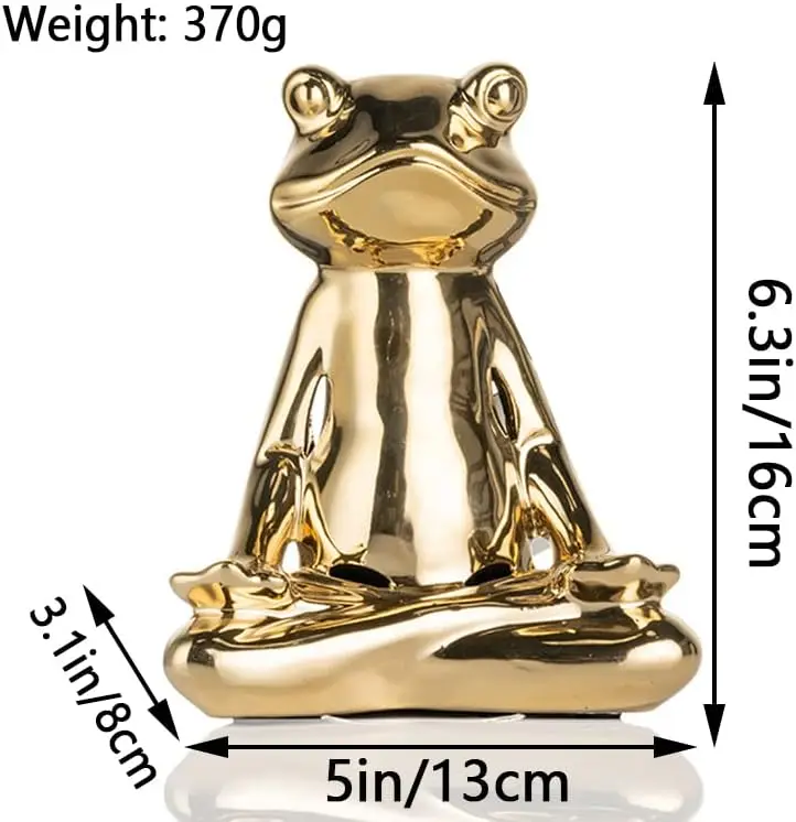 Customizable Gold Ceramic Frog Statue Yoga Animal Statue Zen Frog Statue for Home Spiritual Room Decoration