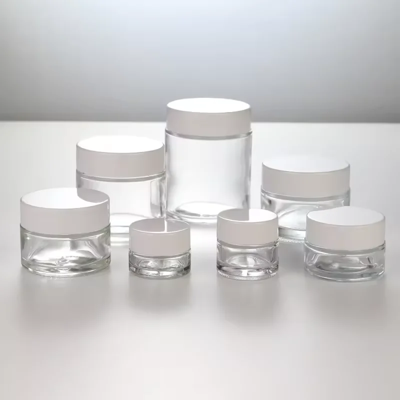 Custom 5ml 15ml 20ml 30ml 50ml 100ml Cosmetic Skin Care Cream Containers Empty Frosted Glass Jars supplier