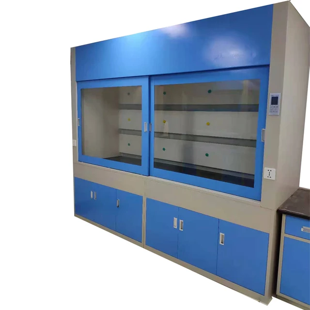 fume hood aicd resistant with 12.7mm thickness phenolic resin countertop connected fume cupboard nice looking blue color