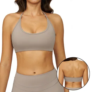 Roregal Quick Drying Brushed Yoga Bra Women Fitness Sport Halter Bra With Chest Pad