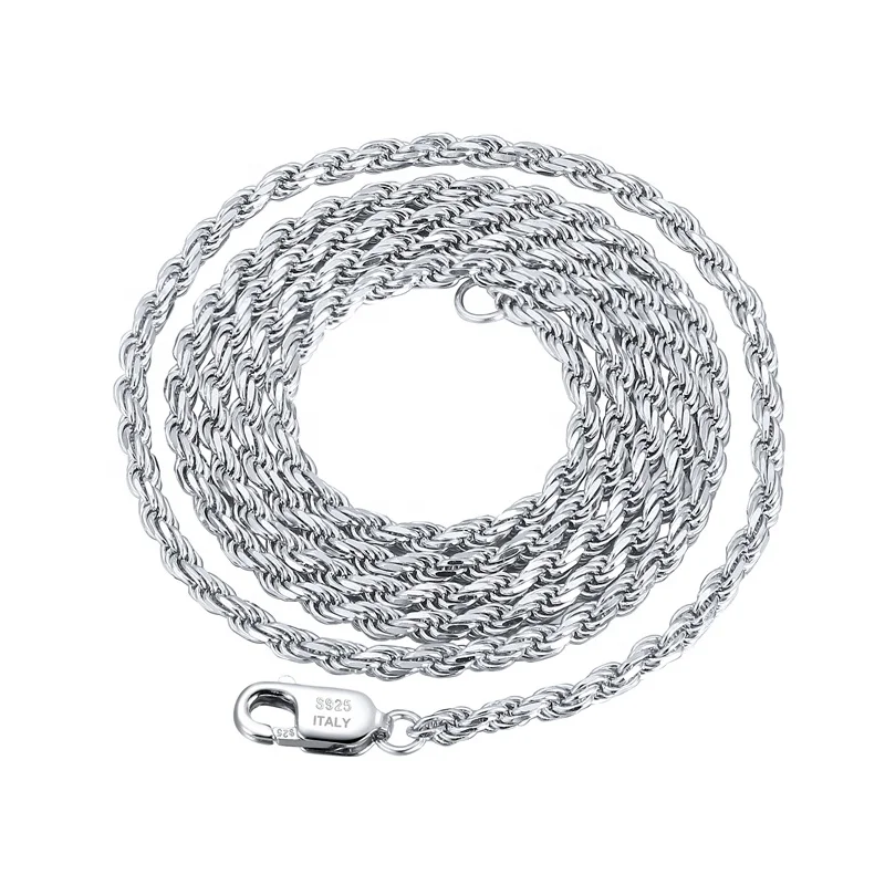 Sterling Silver 925 Rope Chain Necklace For Men & Women - Oem