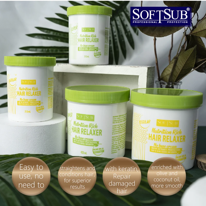 SOFTSUB Nutrition Rich NO Base 425ml Hair Relaxer for Black Women Good Quality Hair Relaxer Cream