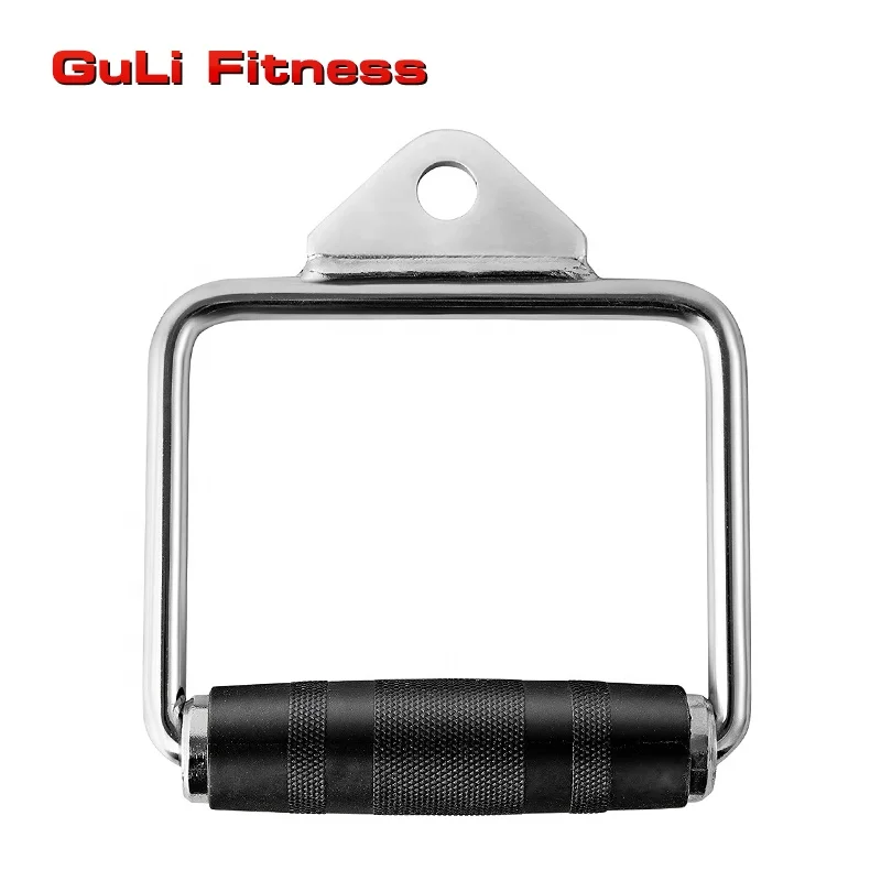 Guli Fitness Single D Handle with Rubber Hand Grip and One Extra Snap Hooks Gym Exercise Cable Machine Attachment