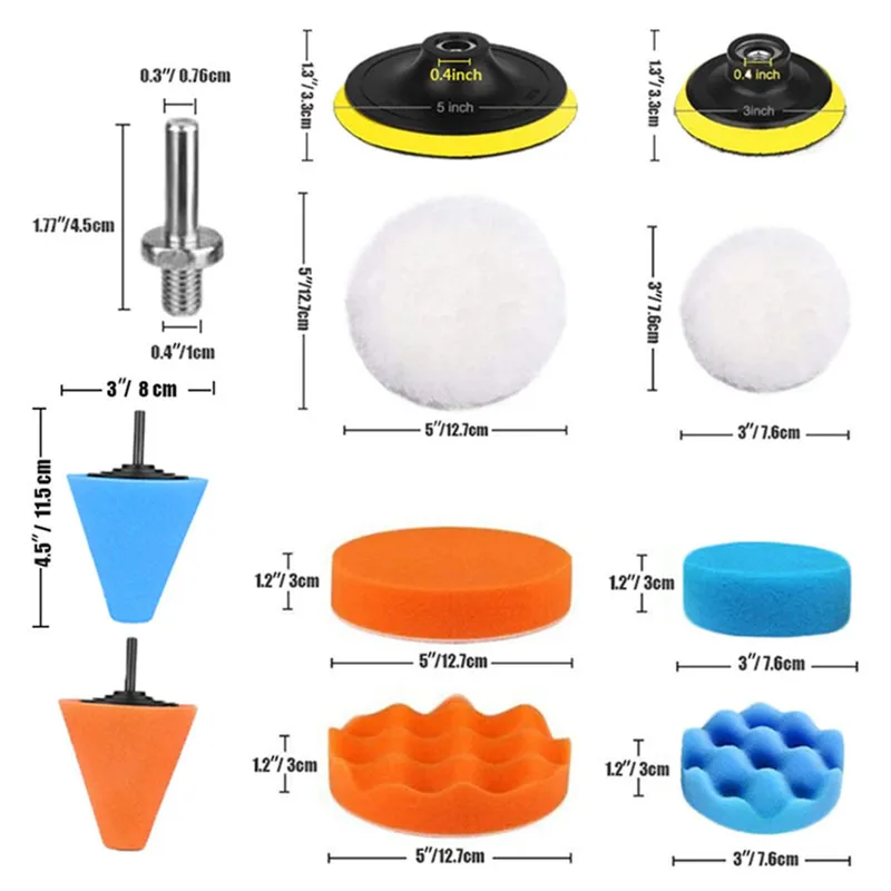 39 шт. 3-дюймовые 5-дюймовые автомобильные полировальные губки комплект полировочных губок для полировки восковой пены набор буферов
