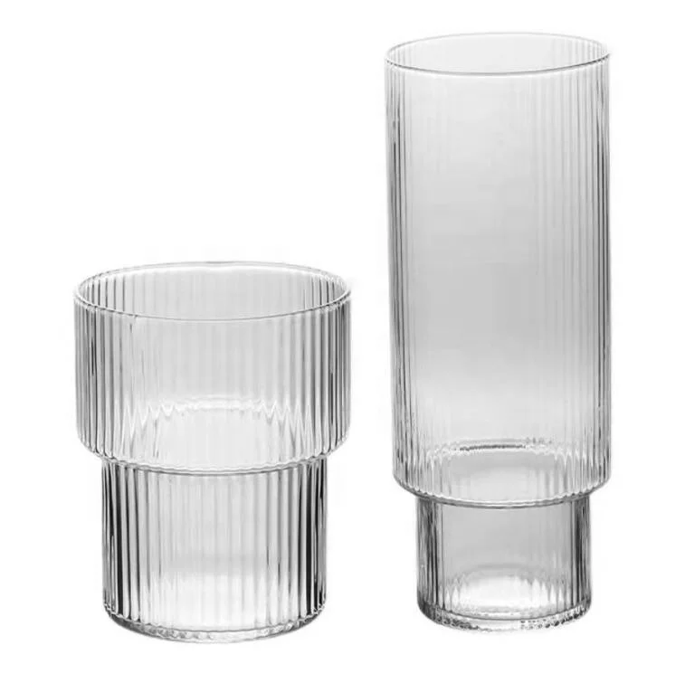 Полосатая стеклянная чашка-элегантный бокал для коктейля, кофе со льдом и сокового напитка с характерным узором