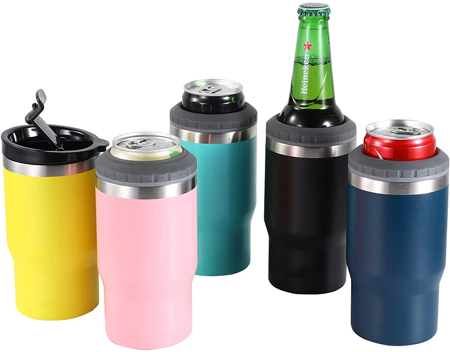 4 In 1 Non Tipping Insulated Slim Can Insulator Glitter Suction Can Cooler  Holder Slim Beer Camping Cup Sleeve Metal With Logo - Buy 4 In 1 Non  Tipping Insulated Slim Can