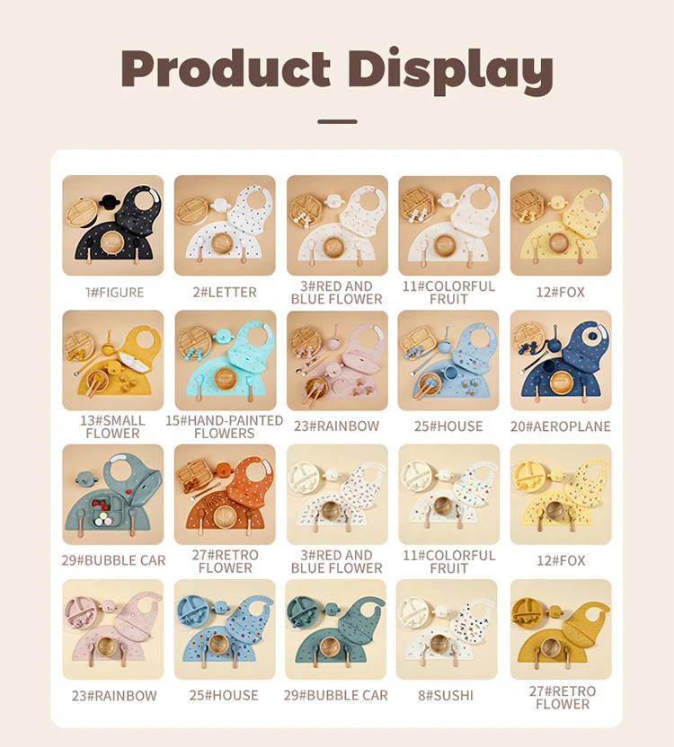 Bpa Free Weaning Feed Set Bib Plate Silicone Tableware Baby Products