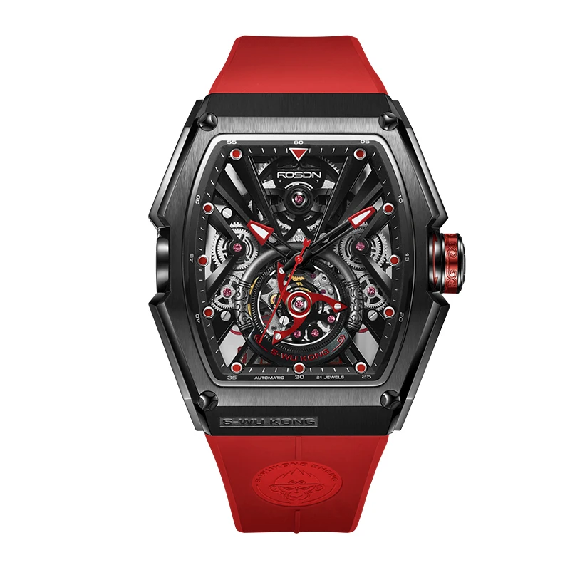 Rosdn Mens Watch Luxury Brand with Custom Logo Skeleton Design