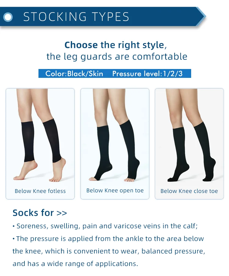 Thigh High 20-30 Mmhg Class 2 Open Toe Medical Compression Stockings ...