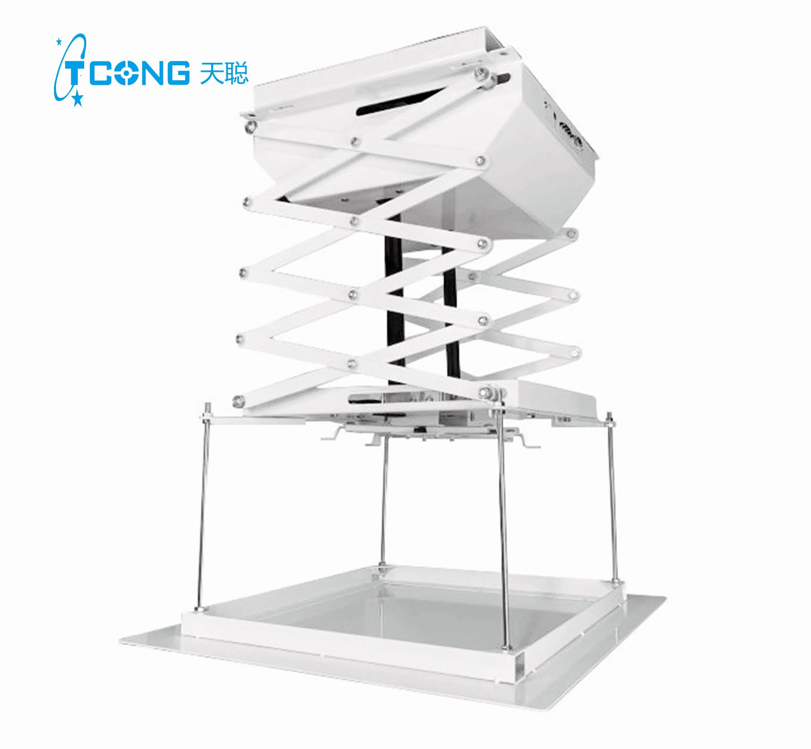 Heavy Load Motorized Projector Ceiling Mount Retractable Scissor Projector Lift Beamer Lift  with Remote for Projection Screen