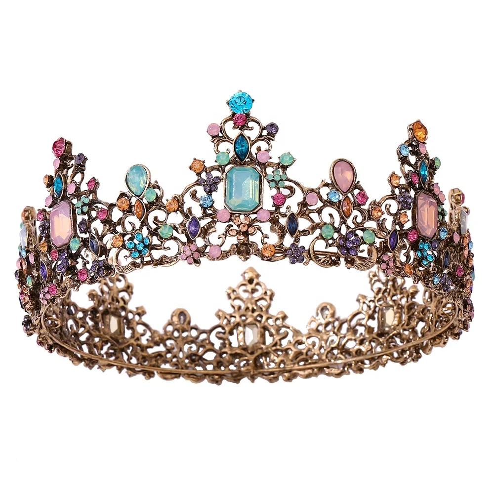 5443 Luxury Rhinestone Baroque Queen Tiaras and Crowns , Handmade Wedding Amazon.com: Foyte Baroque Queen Crown Gold Bride Rhinestone  main image 3