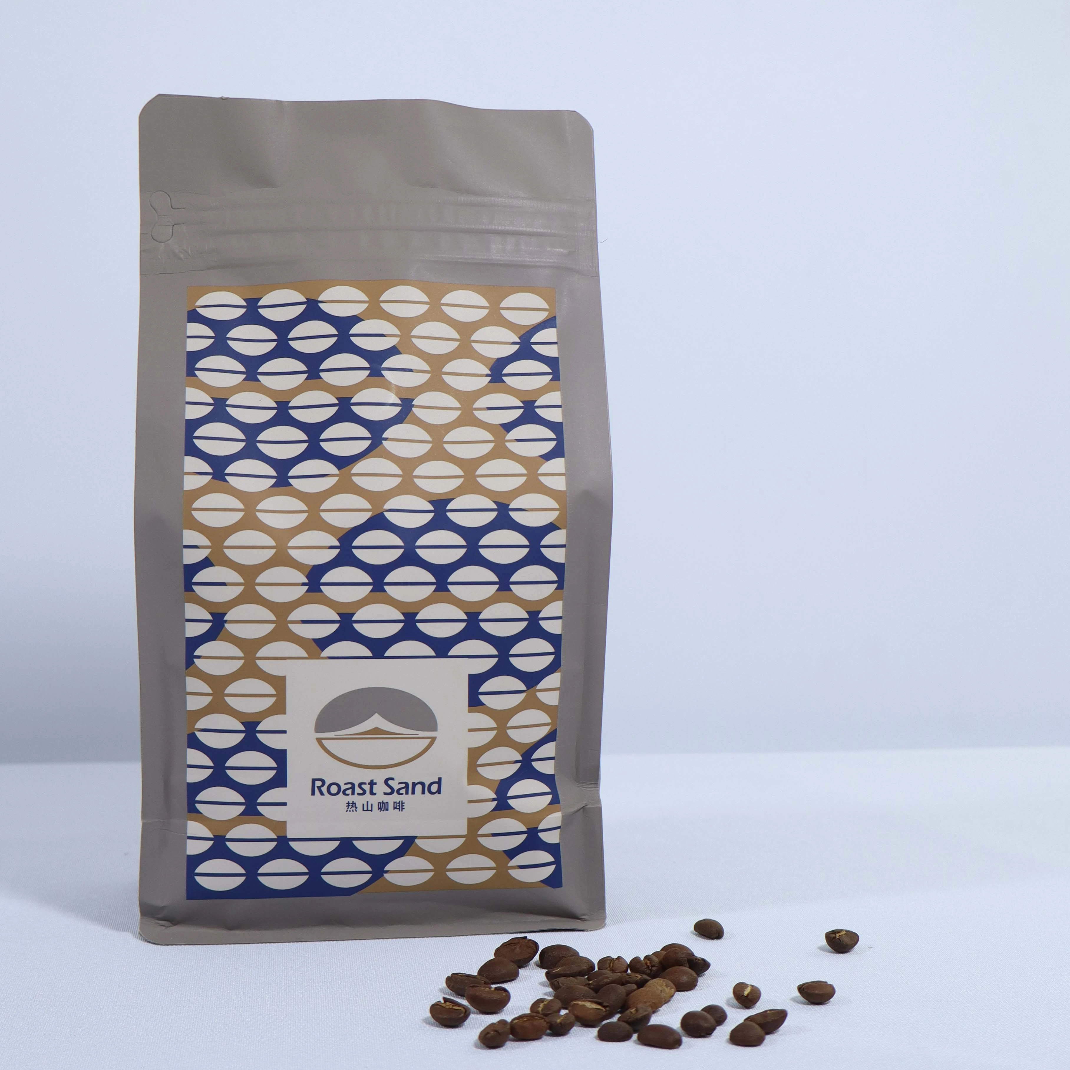 Eight Side Sealing Flat Bottom Coffee Bean  Coffee Packaging Bags With Valve and Zipper