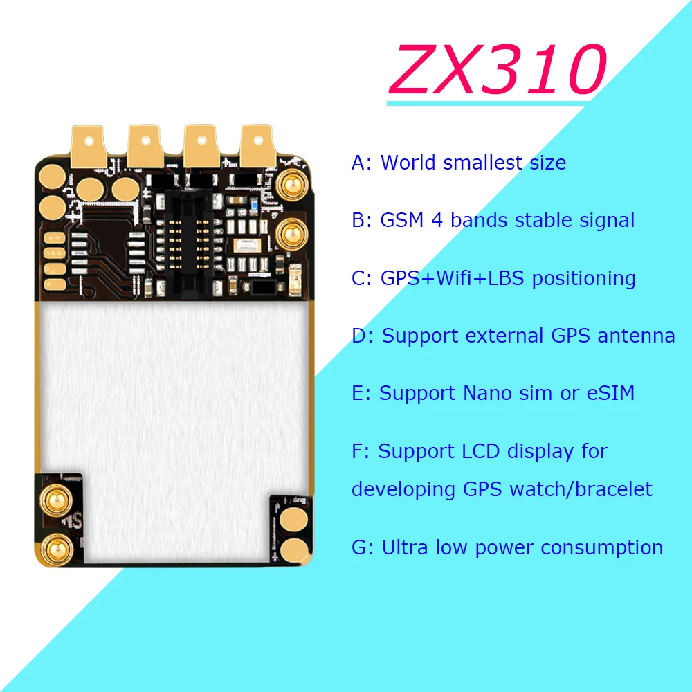 ZX310 Chip GPS Micro GSM para Rastreio de Animais e Pessoal