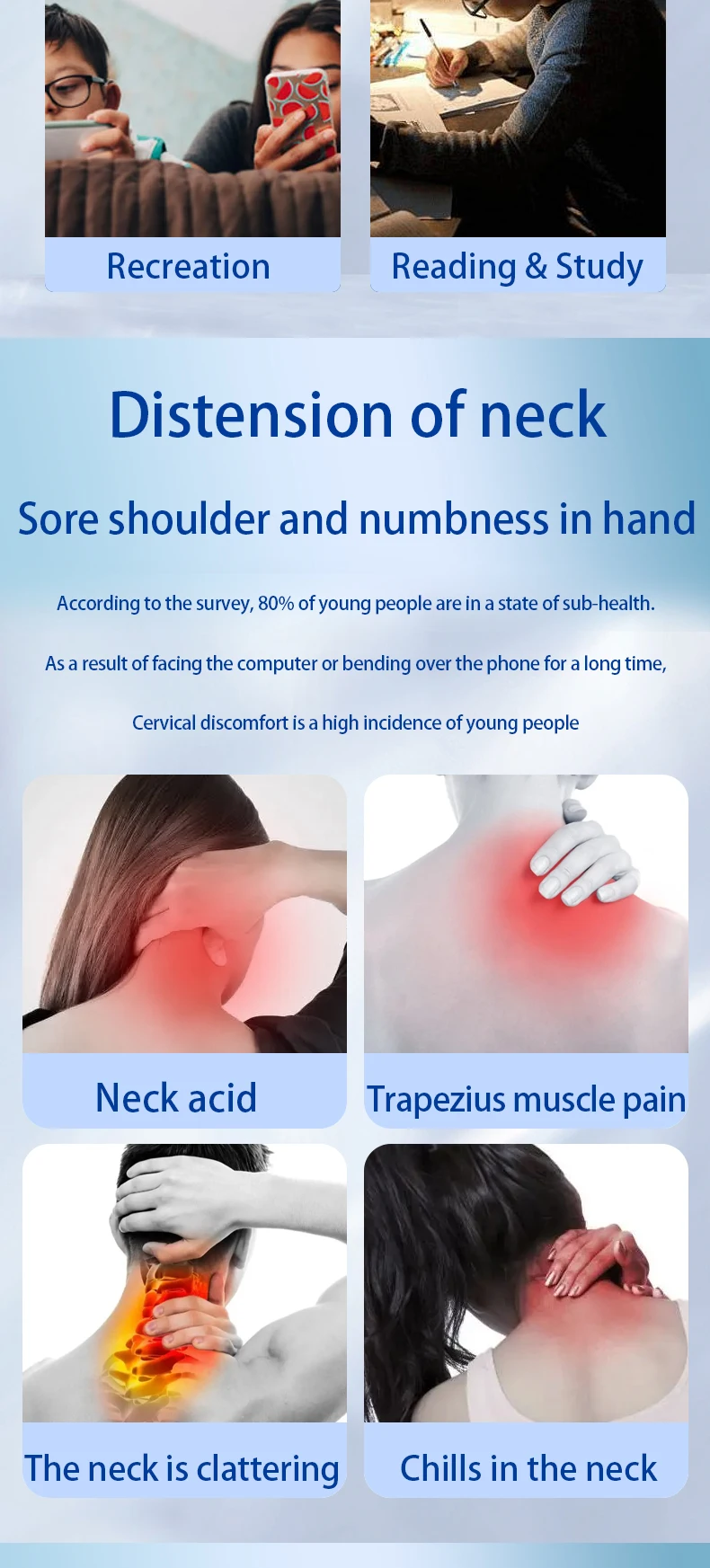 HEZHENG New Best Selling Smart Neck Massager with TENS Health Wellness Care Therapy Treatment Pain Relief Device