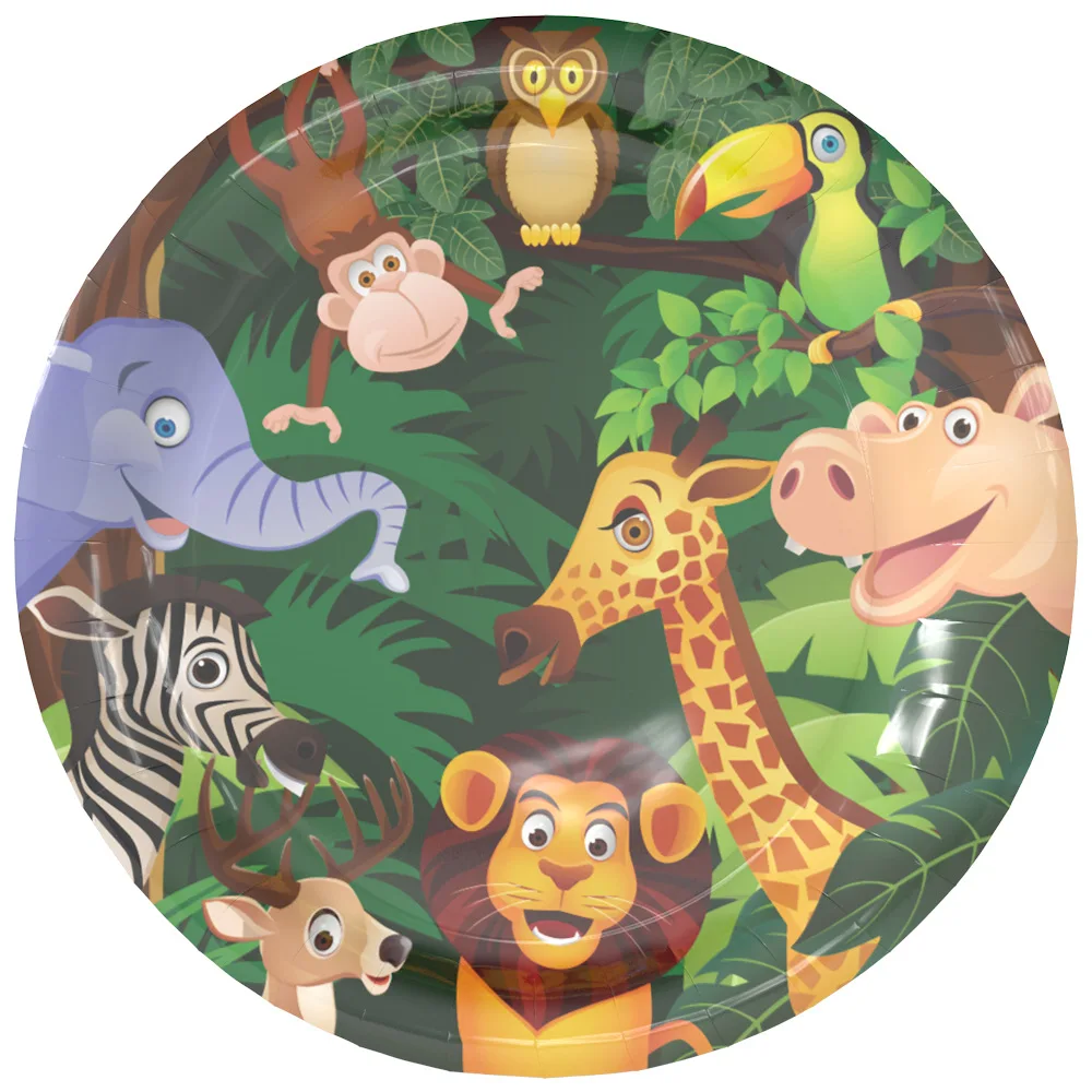 animal jungle party supplies decoration paper plate new years