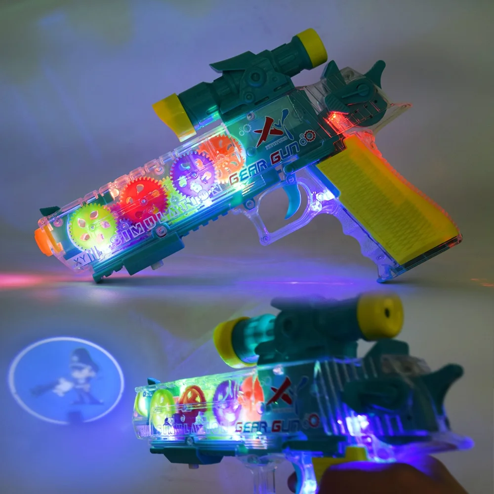 Multi Mode Switching With Light and Sounds Pistola De Juguete Transparent Gear Electric Concept Projector Gun Toys