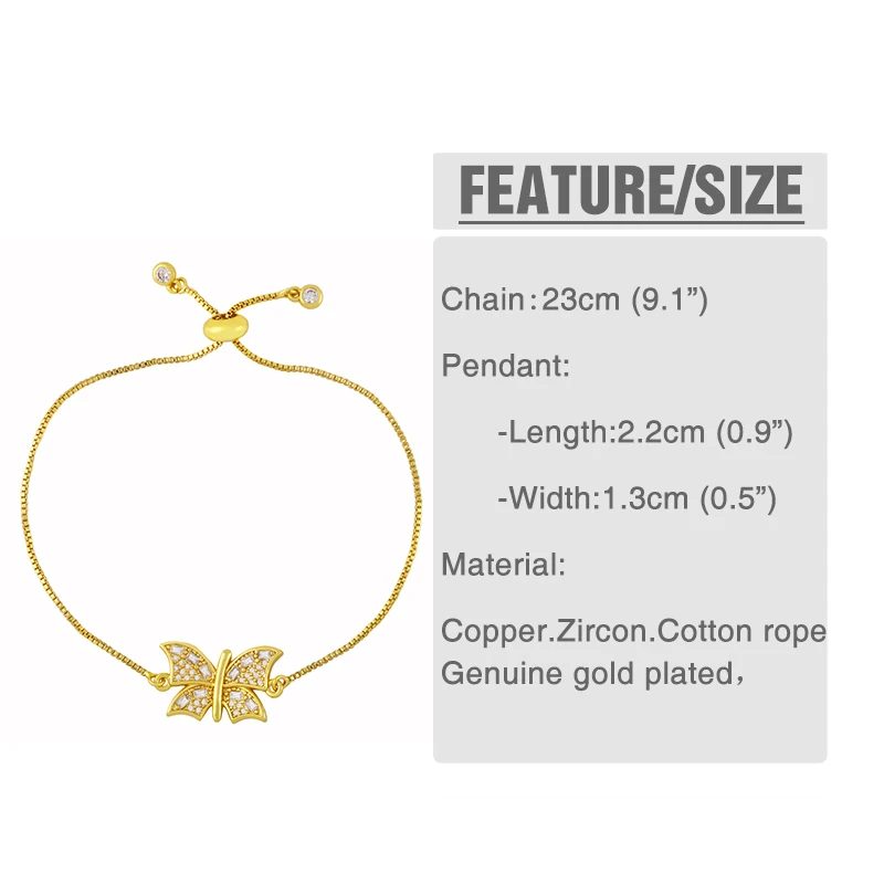 Gold Link Chain Mama Heart Bracelets for Women CZ Multicolor