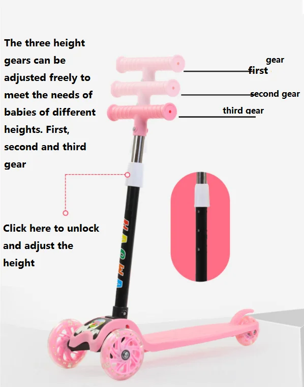 Hot Sale Scooter For Kids, Adjustable & Folding 3 Wheel Scooter, LED Light Up Wheels, For 2-8 Years Old, PACK OF 1, MULTICOLOR image
