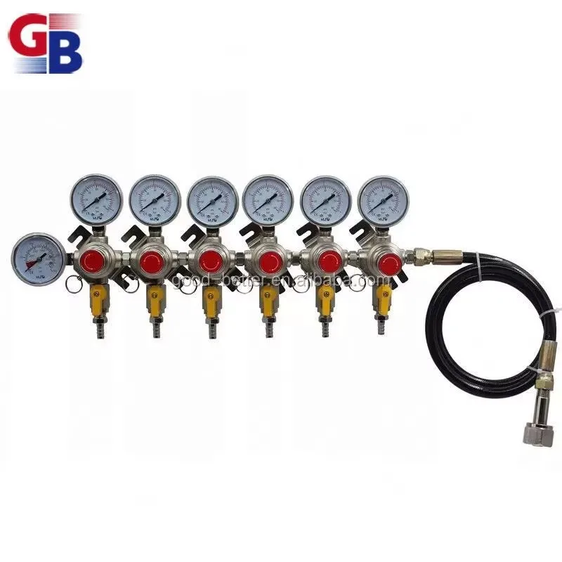 BA1065008 Hot Selling High Quality 6 Way CO2 Reducing Pressure Gauge for Beer Cooler/ Kegerator With Hose