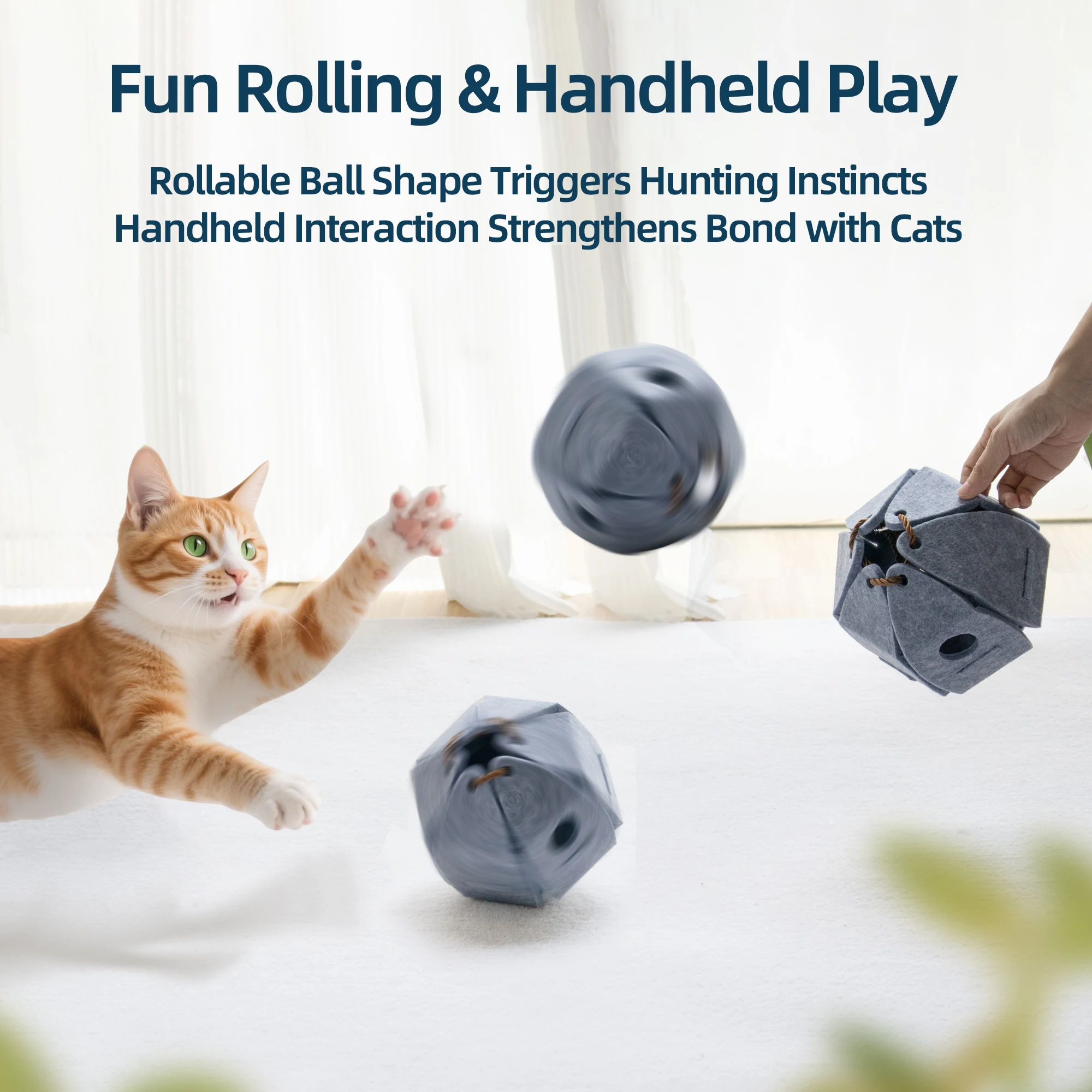 Hot Sale Cat Toy Ball Felt Foldable Cat Toy Bell Ball Self Play Relieves Boredom Interactive Pet Supplies details
