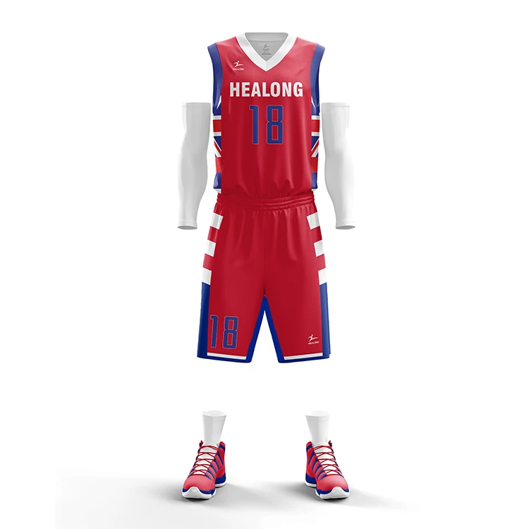 custom basketball jersey design blue and red personalized color digital  sublimation printing custom basketball uniforms china
