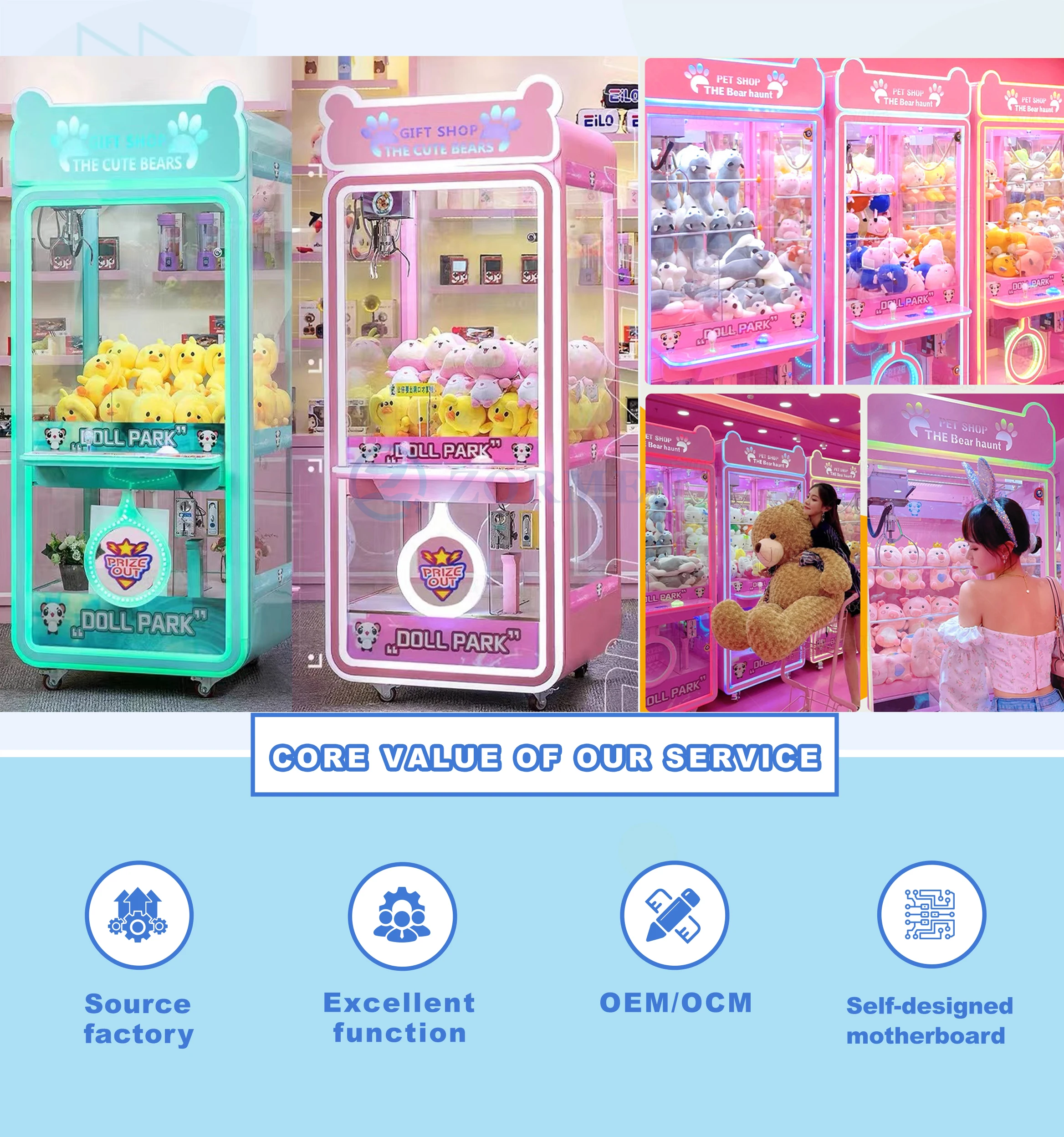 Cheap Amusement Park Coin Operated Game Machine Toy Vending Arcade Claw Crane Machine Claw Machine With Bill Acceptor