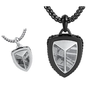Trendy Men Pendant Jewellery Shield-Shaped Genuine Meteorite Stainless Steel Customized Necklaces