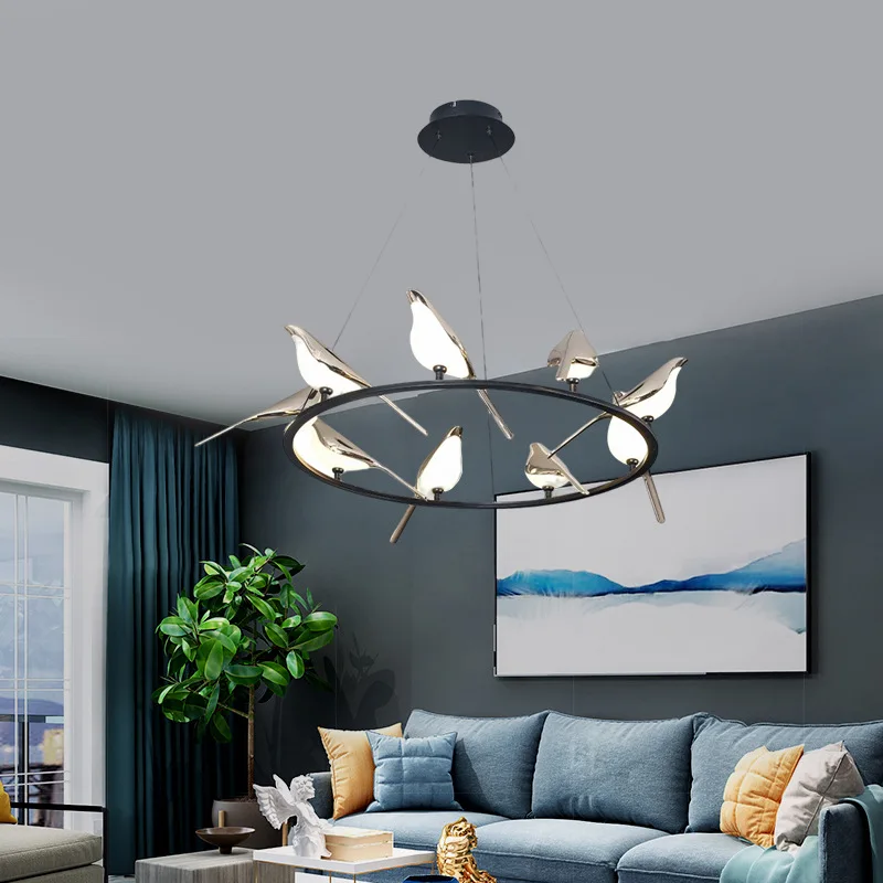 Modern Creative Desgin Simple Dining Room Hanging Led Chandelier Pendant Light With the Shape of Birds
