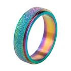 Ring Fidget Ring Hot Sale Stainless Steel Stress Relief Spinner Ring Rainbow Plated Frosting Anxiety Fidget Ring