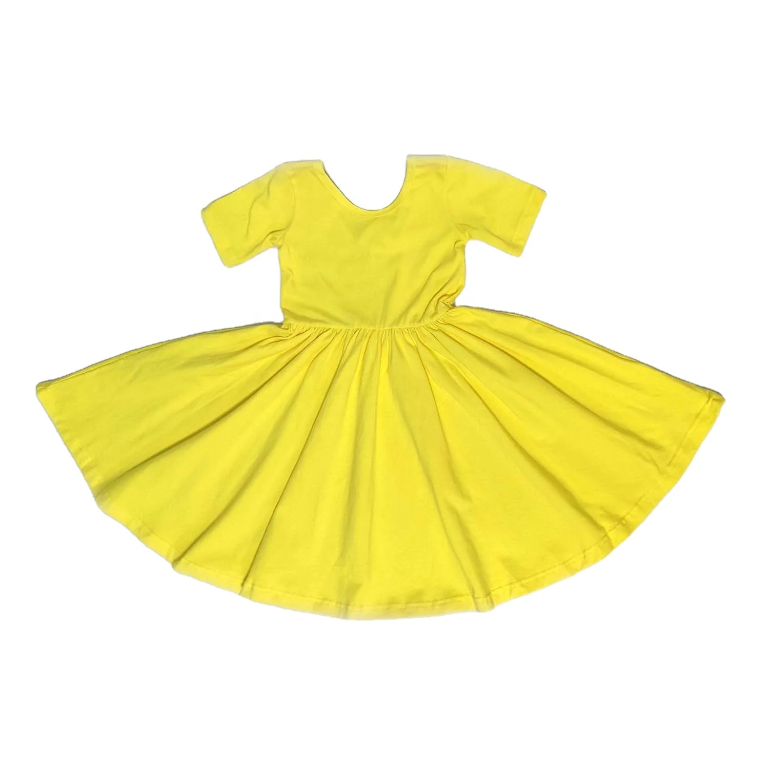 Little Princess Girl Dresses Fashion Pink Cotton Plain Monogram Baby