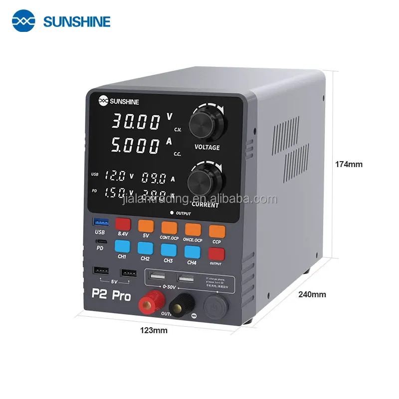 Sunshine P2-Pro DC Power Supply 30W/5A for Mobile Phone Repair Tool Compatible With Multiple Device Protocols