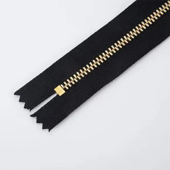 No.3 Brass YG Zipper Black Tape Jeans Zipper with Customized Size H Bottom Closed End