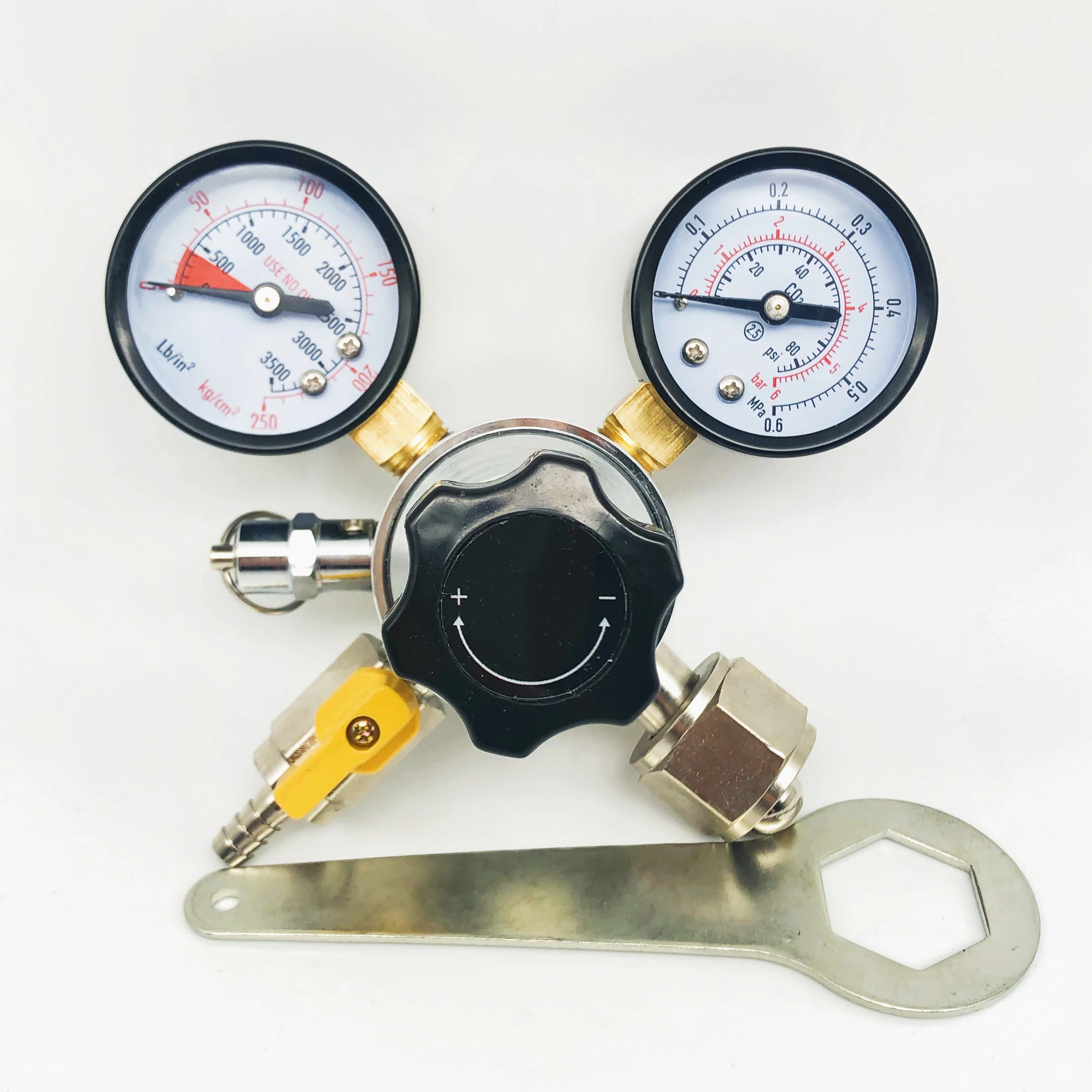Bina Dual Gauge CO2 Draft Relief Valve Pressure Regulator CGA-320 CO2 Tank Beer Kegerator Regulator With Plastic handle