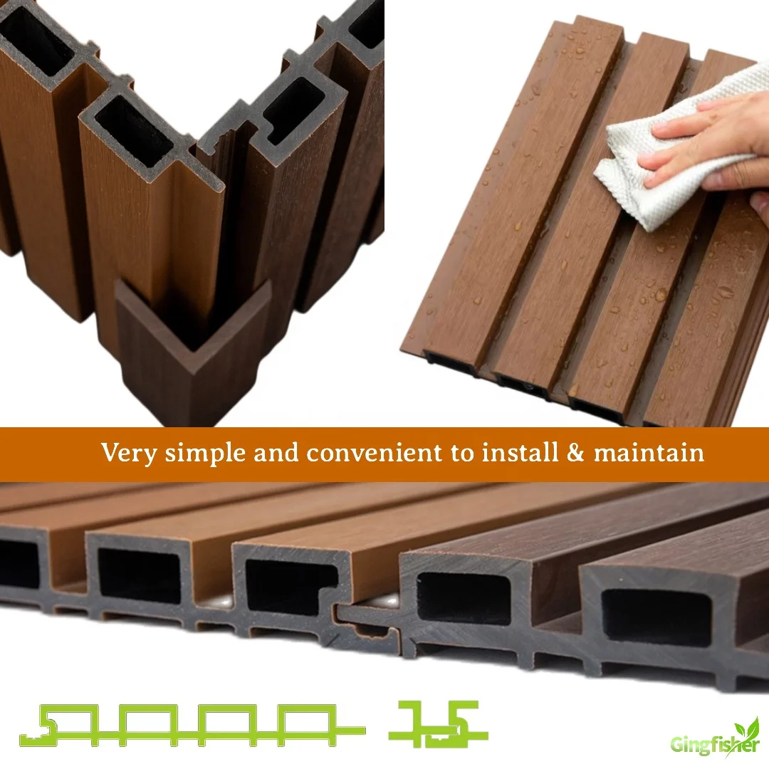 ECO Slat WPC Wall Cladding Panel Waterproof Exterior Deco Ideas with Fluted Wall Louver Design for Outdoor Use