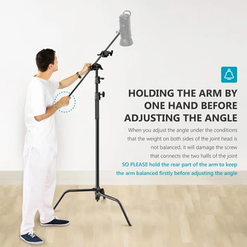 Neewer 2-pack Heavy Duty Light Stand C-Stand - Max 10 Feet/3 Meters Adjustable with 3.5 Feet Holding Arm and Grip Head detail image
