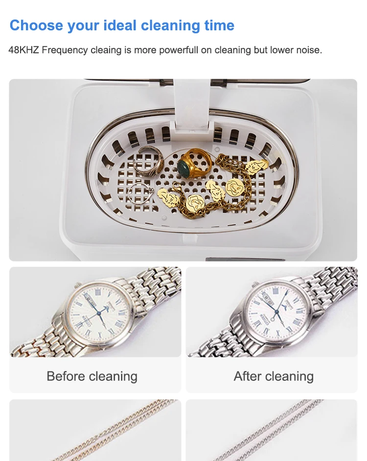 Home Appliances Glasses Jewelry Watch Mini Ultrasonic Washing Machine With Timer 600ml Portable Ultrasonic Cleaner