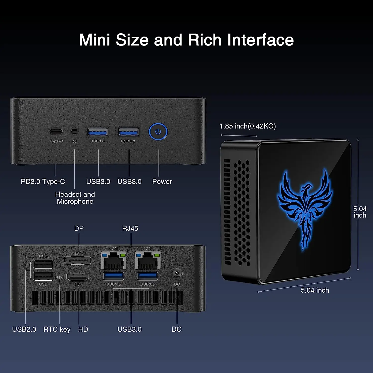 Mini PC Win11 Pro AMD R7 7735HS up to 4.75GHz 32GB DDR5 512GB PCIe4.0 SSD AMD Radeon 680M Mini Computer Mini Pc Game